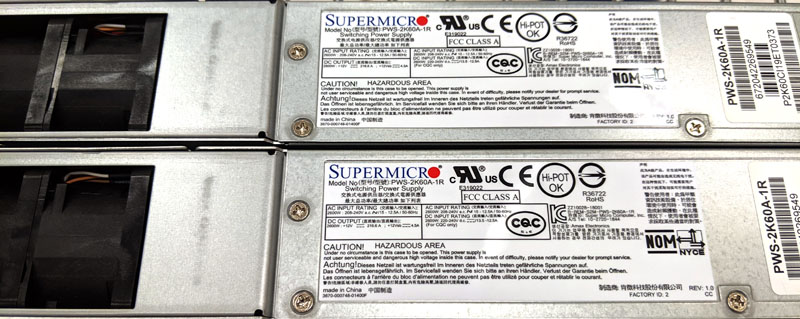 Supermicro BigTwin SYS 2029BZ HNR 2.6kW PSUs