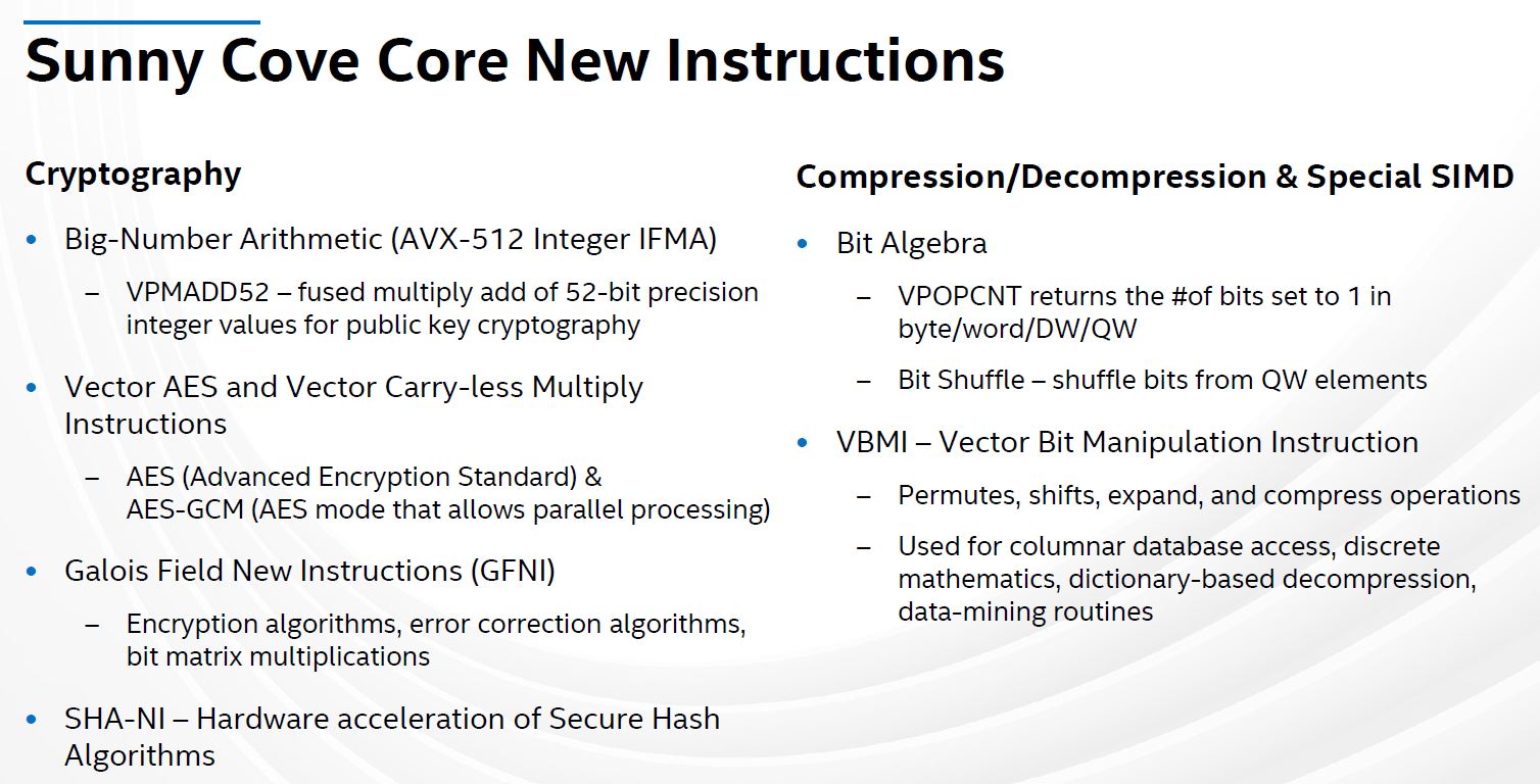 Hot Chips 32 Intel Ice Lake SP Sunny Cove Microarchitecture New Instructions