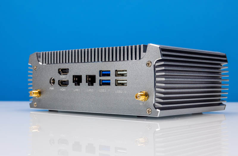 Fanless 2x 2.5GbE AMD Ryzen 7 5800U Desktop Rear Angle 1