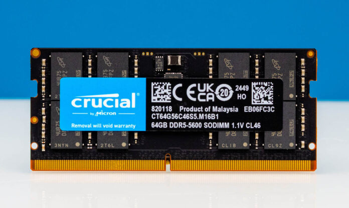 Crucial CT64G56C46S5 DDR5 5600 SODIMM Front 1